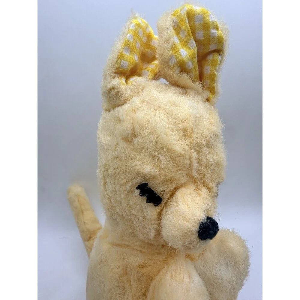Vintage 12” Eden Toy Yellow Plus Kangaroo Mom & Removable Button Joey In Pocket